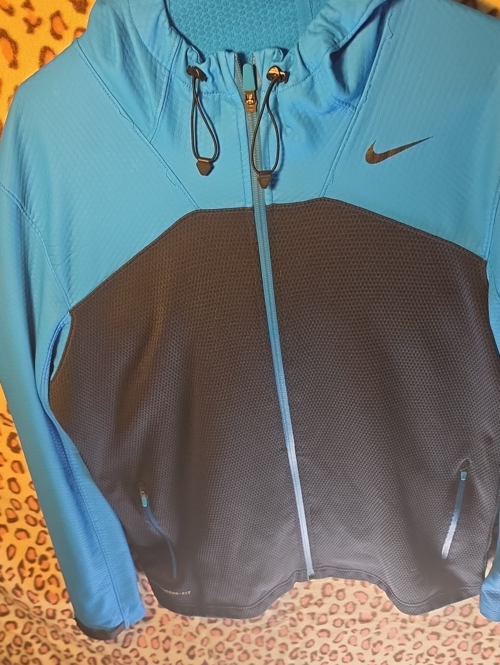 Nike Blue and Black Hooded Windbreaker Jacket